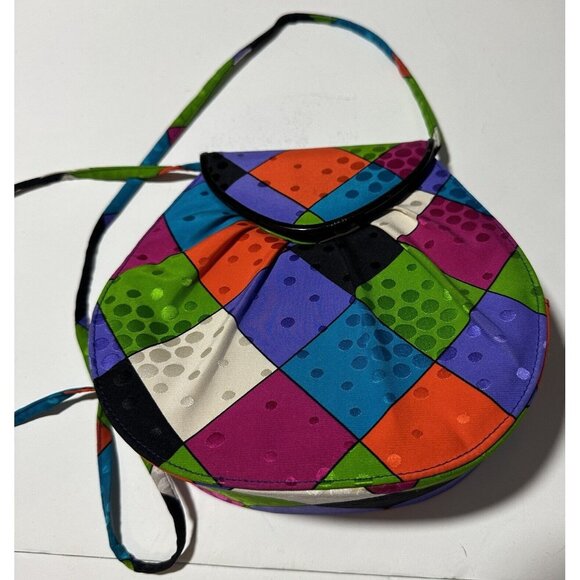 Stuart Weitzman Purse Vintage  80s Bright Shaped Hard Shell Fabric New Wave - Picture 1 of 7